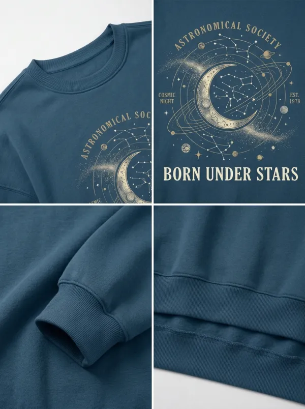 Women's Astronomy Lover Moon Constellation Printed T-shirt