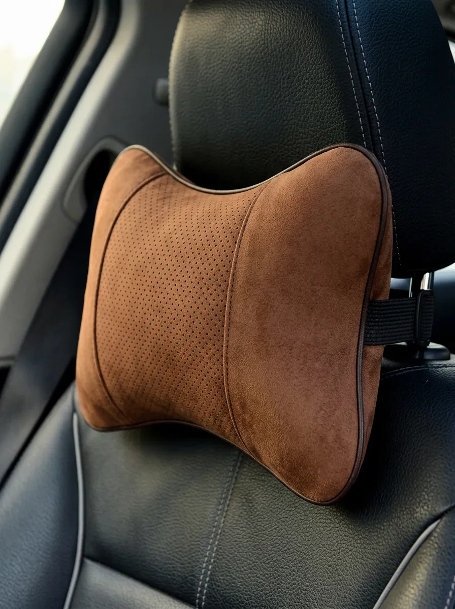 Patterned Suede Perforated Neck Support Cushion
