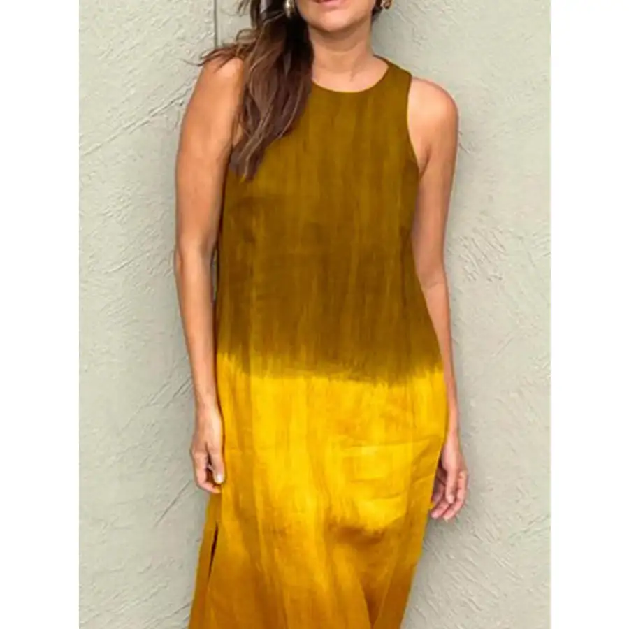 Full Size Sleeveless Gradient Tank Midi Dress Plus Size