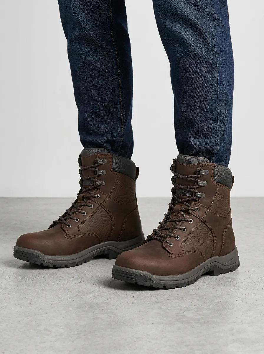 Unisex Graphic Outdoor Enthusiast Topographic Pattern Print Work Boots