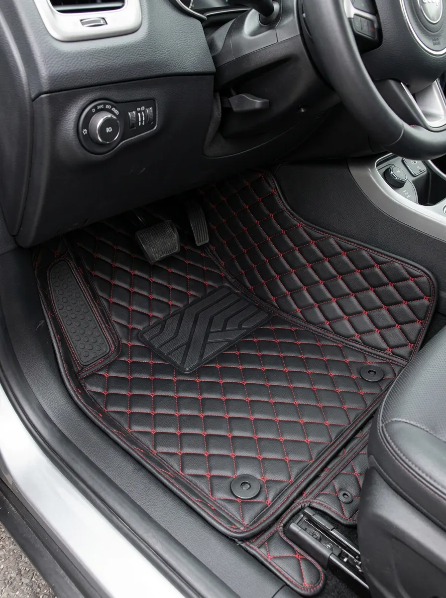 Diamond-Quilted Quilted Stitched Floor Mats