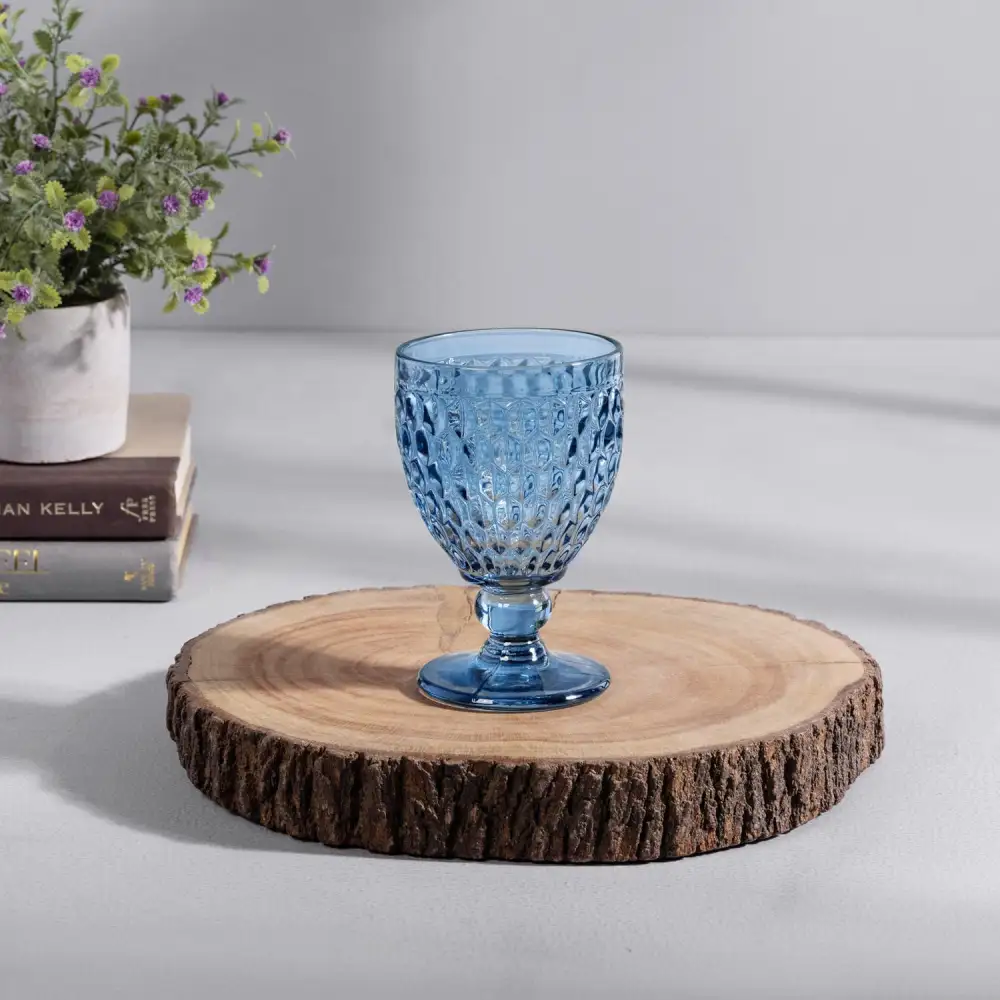 Blue Patterned Wine Glass