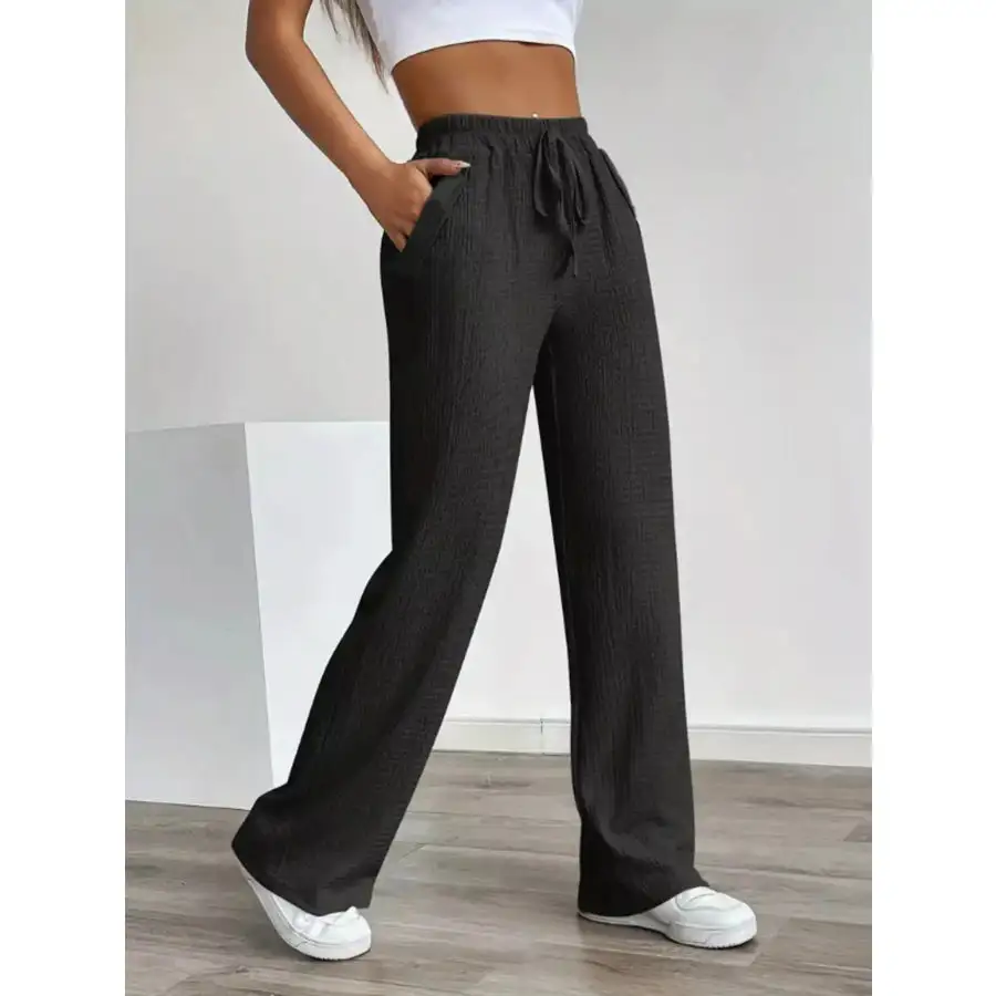 Texture Wide Leg Pants