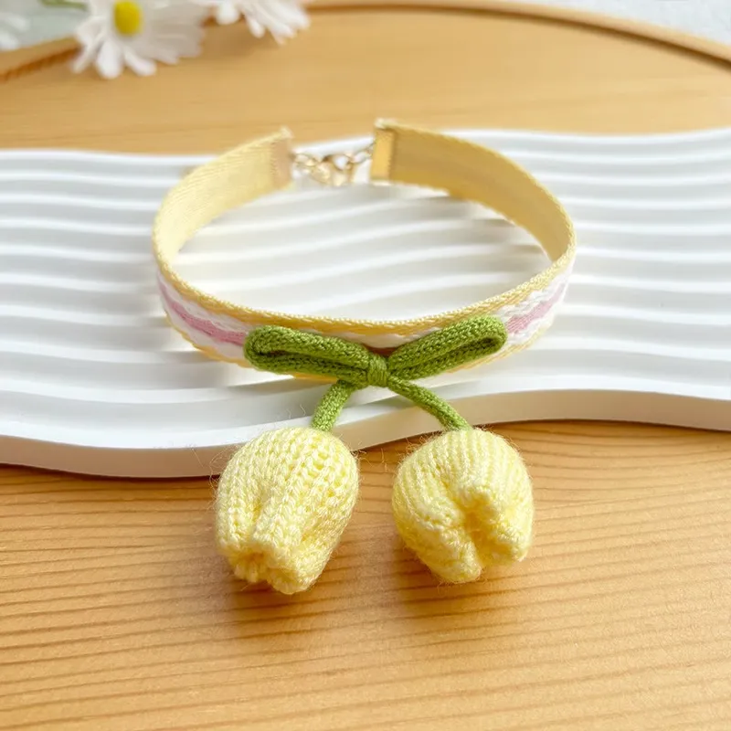 Cute Knit Tulip Pet Collar