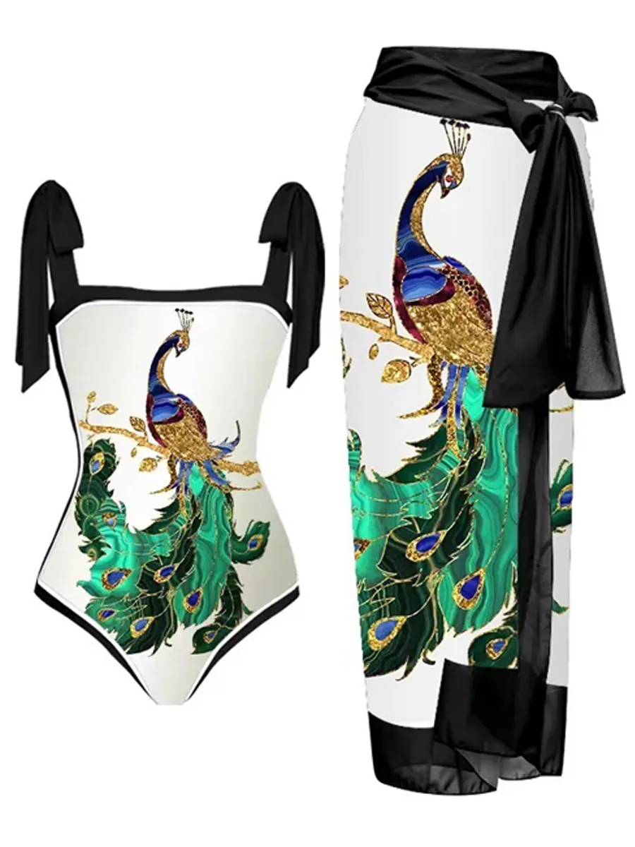 Natalie Chiffon Printed Swimsuit Set
