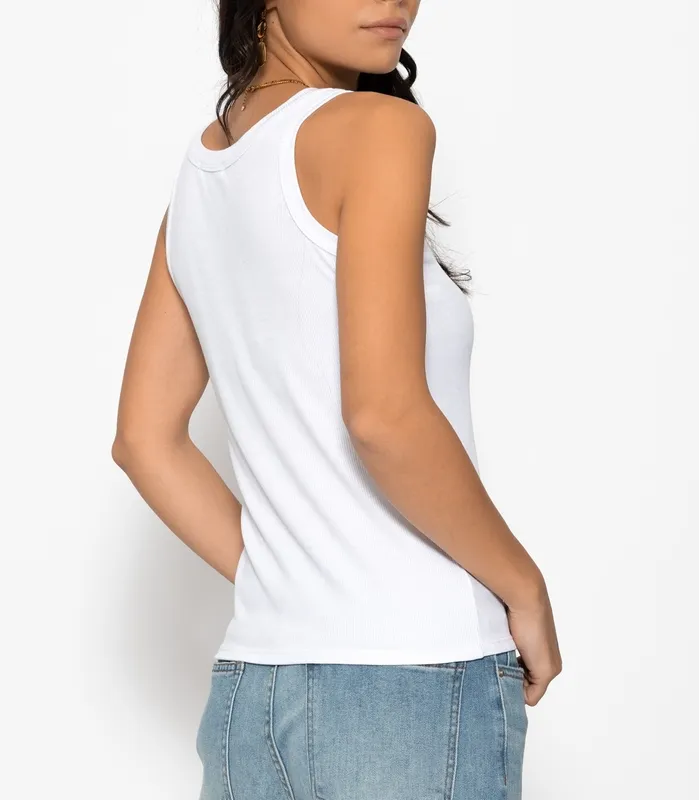 White Neckline Tank Top