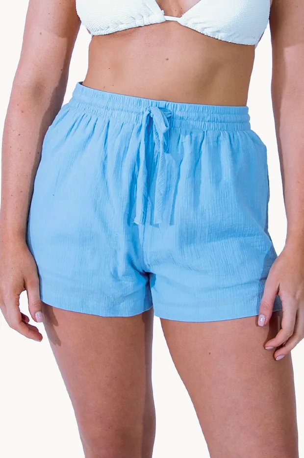 Lined Crinkle Cotton Shorts