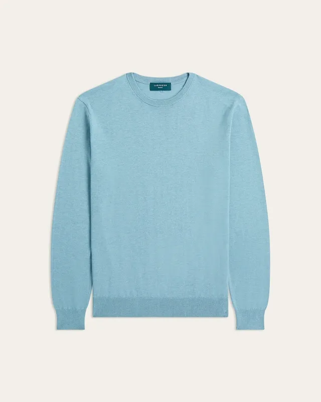 Soft Wool-Blend Crewneck Light Blue