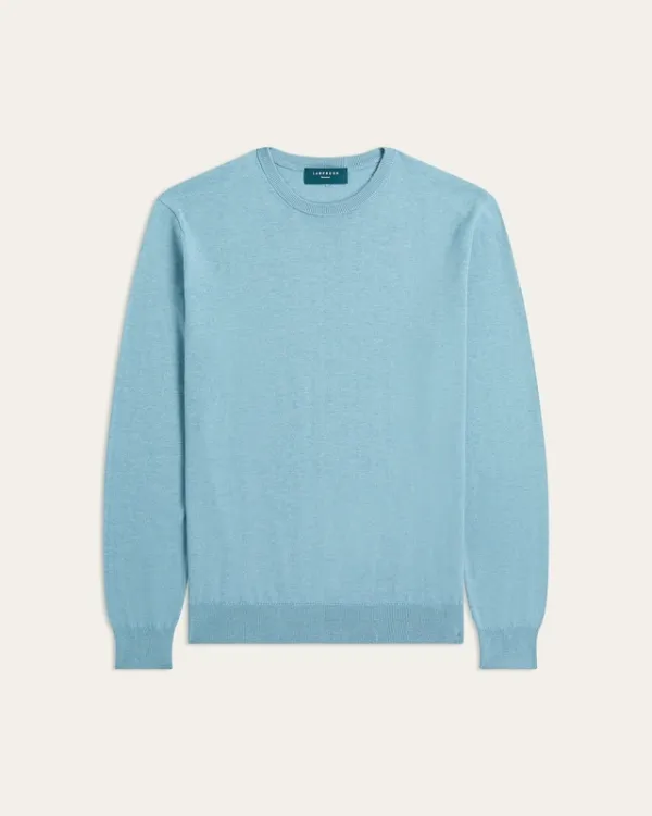Soft Wool-Blend Crewneck Light Blue