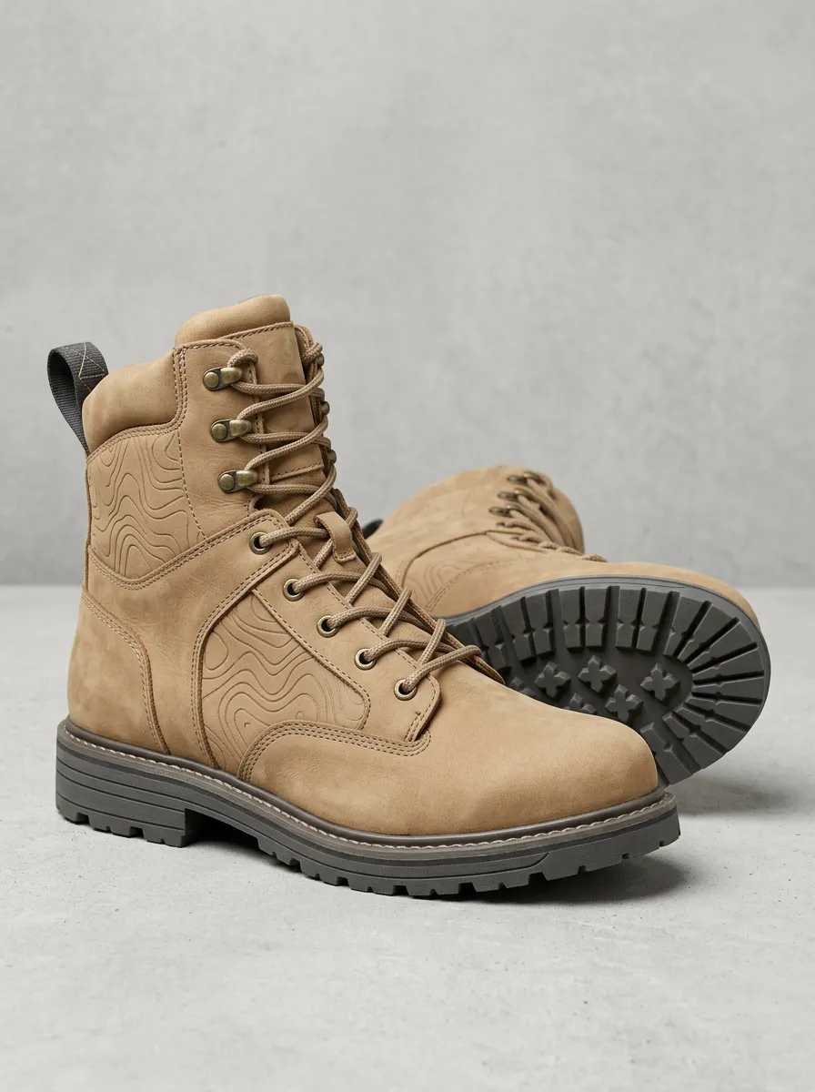 Unisex Everyday Outdoor Hiking Topographic Map Print Work Boots