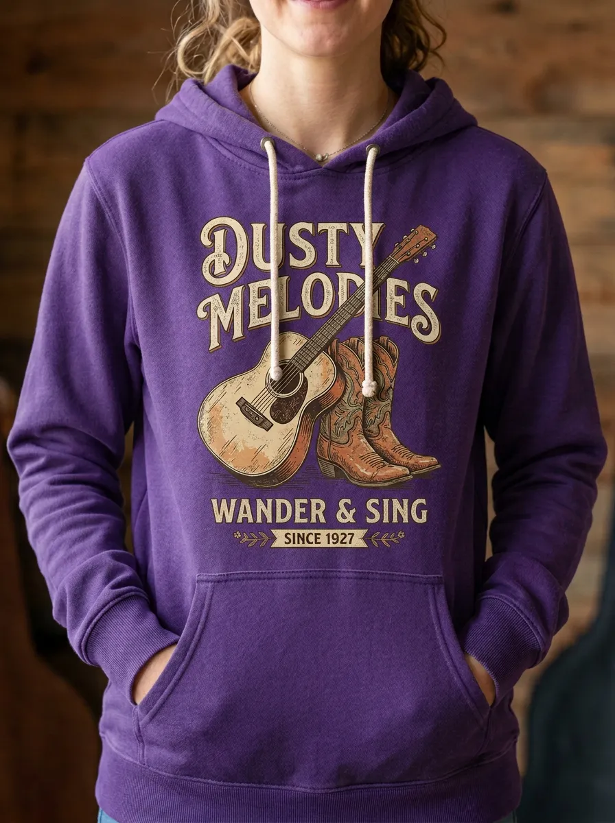Guitar Cowboy-Boot Women's Country Music Printed Hoodie