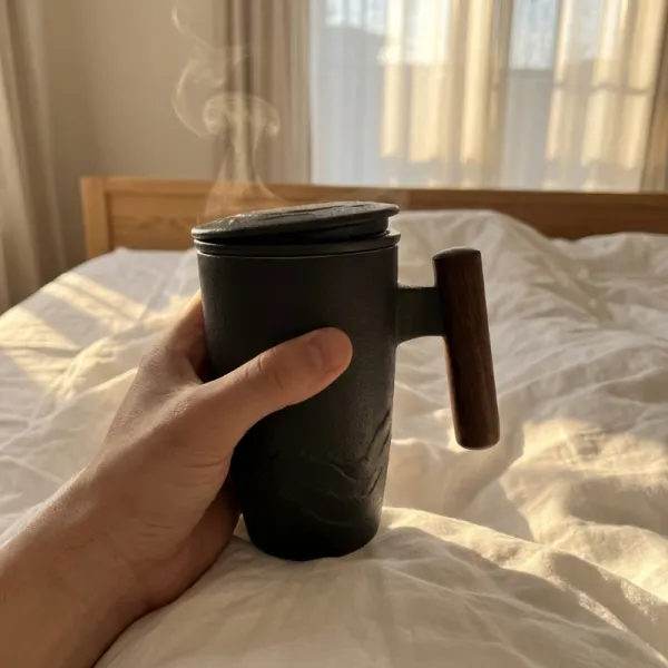Thermal Mugs With Wood Handle Lid And Infuser