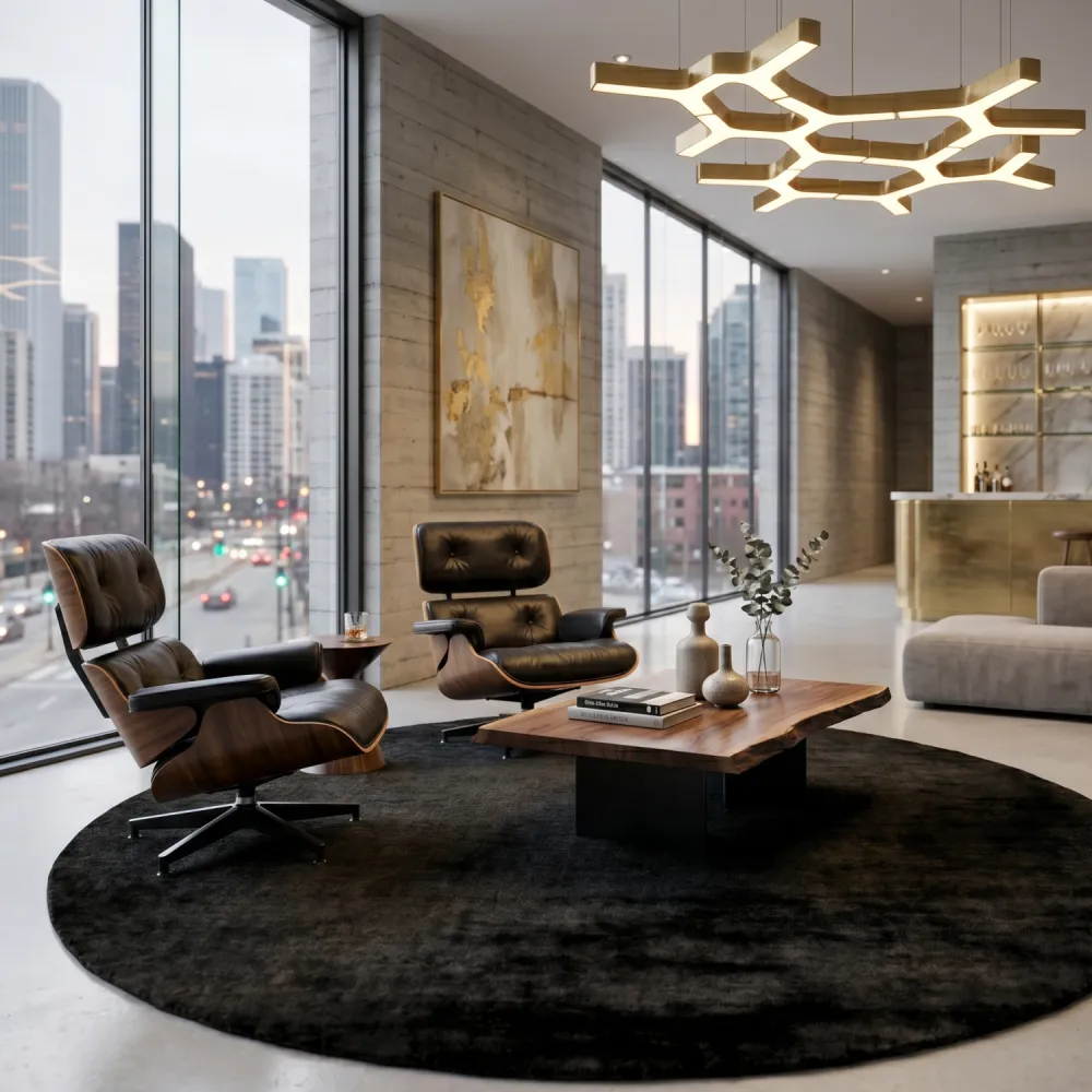 Hand-Loomed Wool Fringe Round Carpet