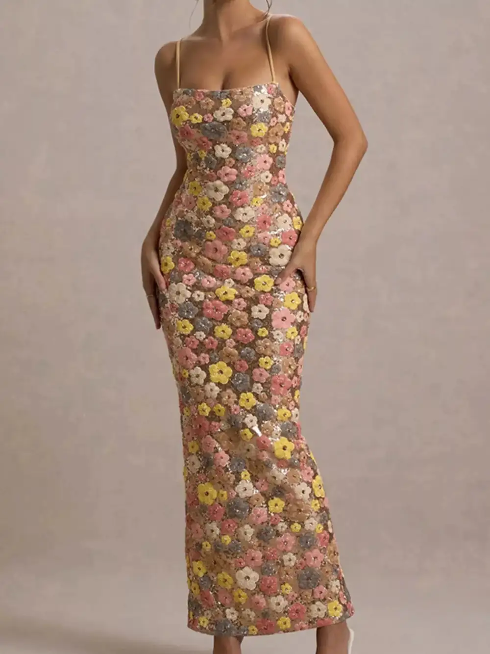 Bodycon Floral Maxi Dress