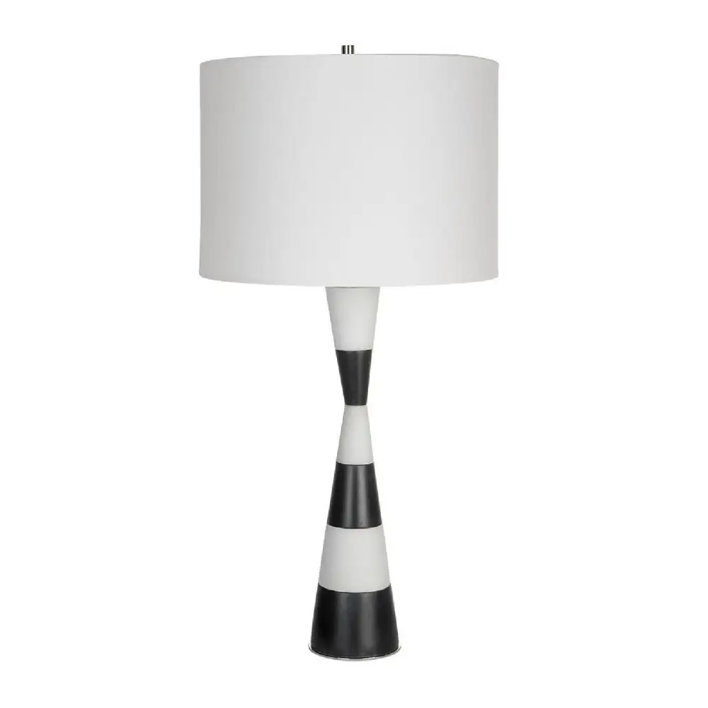 Drum Shade Marble Glass Metal Table Lamp