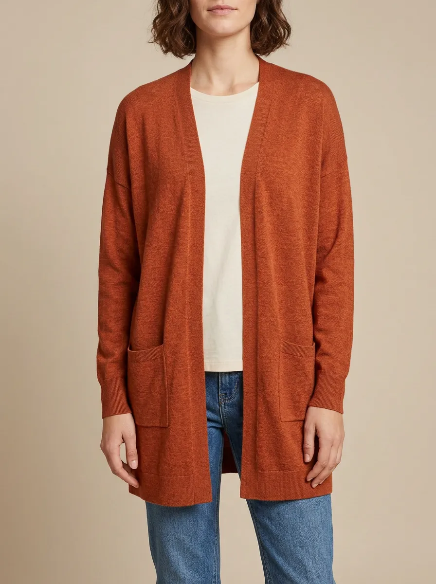 Transitional Open-Front Knit Cardigan