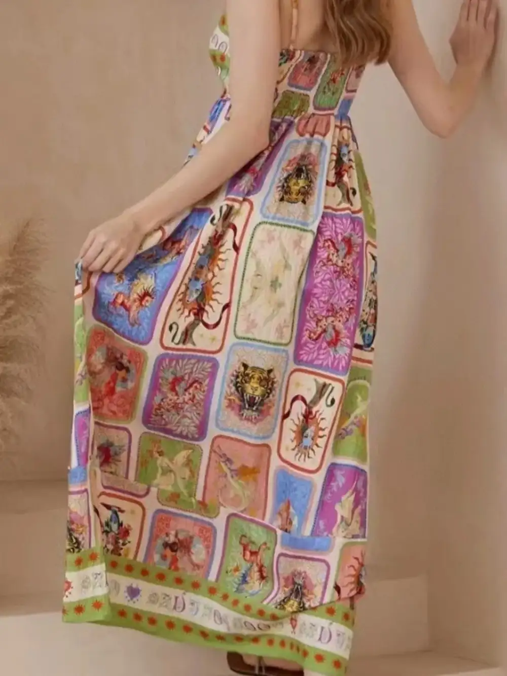 Cami Square-Neck Printed Casual Dress