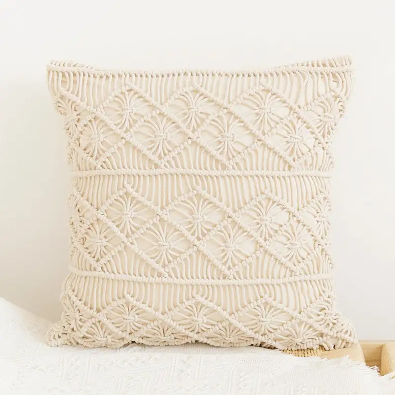 Knitted Boho Macrame Decorative Throw Blanket