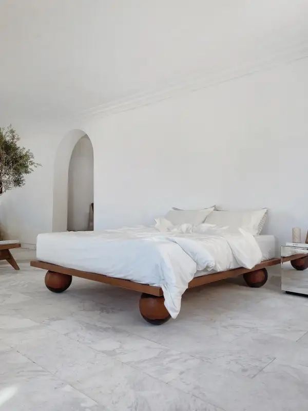 Rounded Wood Platform Bed