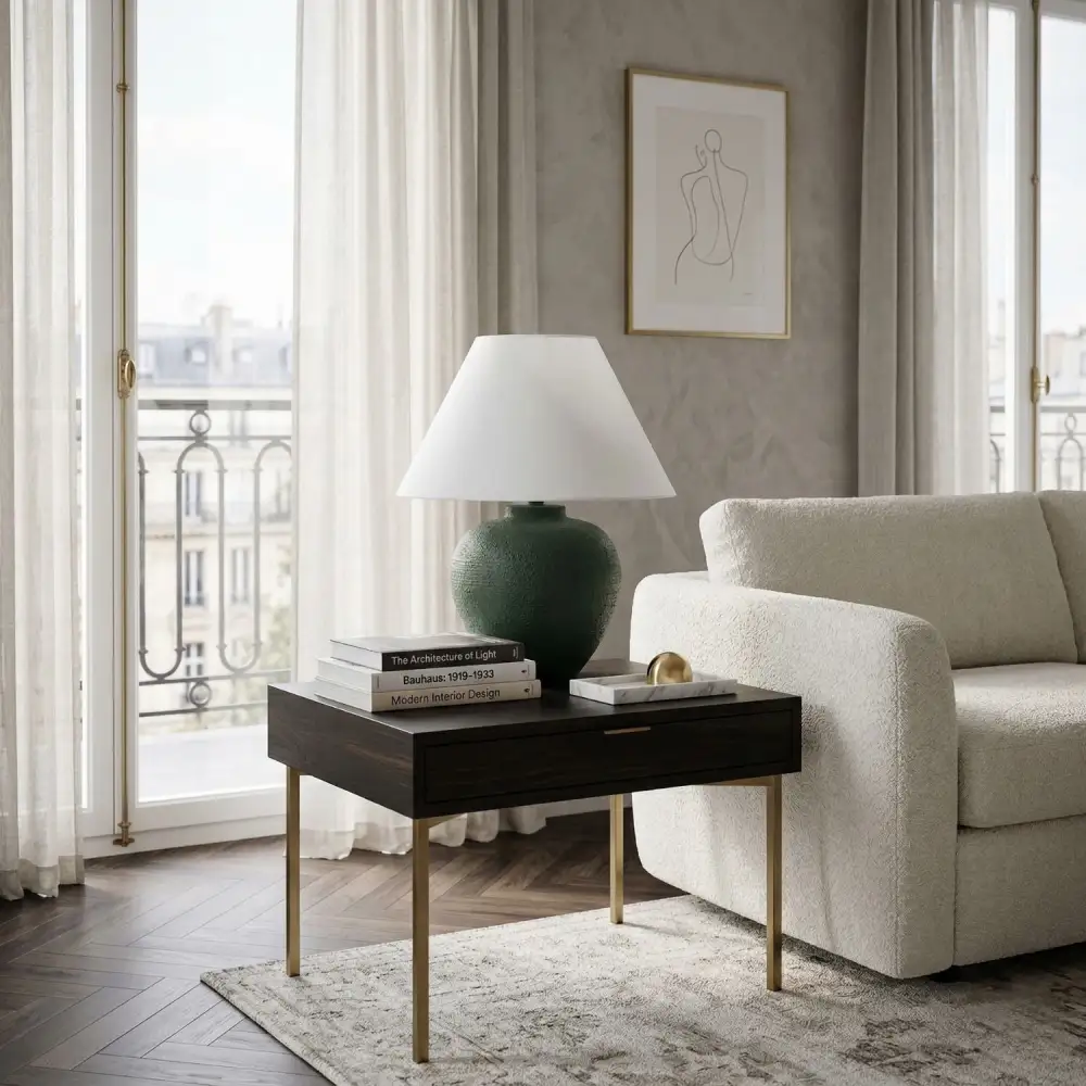 Empire Linen Shade Table Lamp