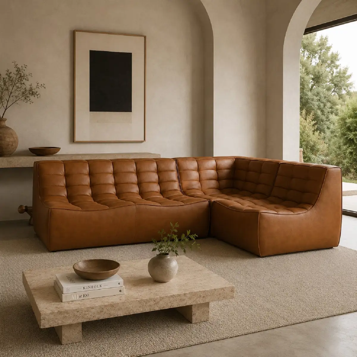 Refined Modular Leather Sofa