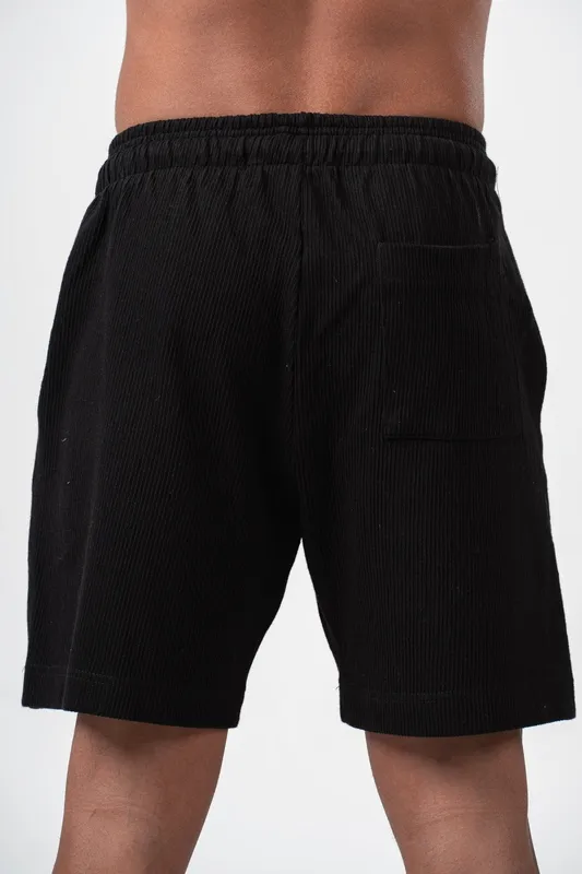 Black Everyday Textured Pull On Shorts
