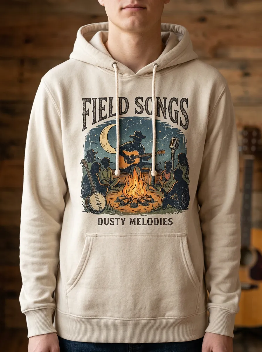 Acoustic Country Music Campfire Guitar Pullover Hoodie