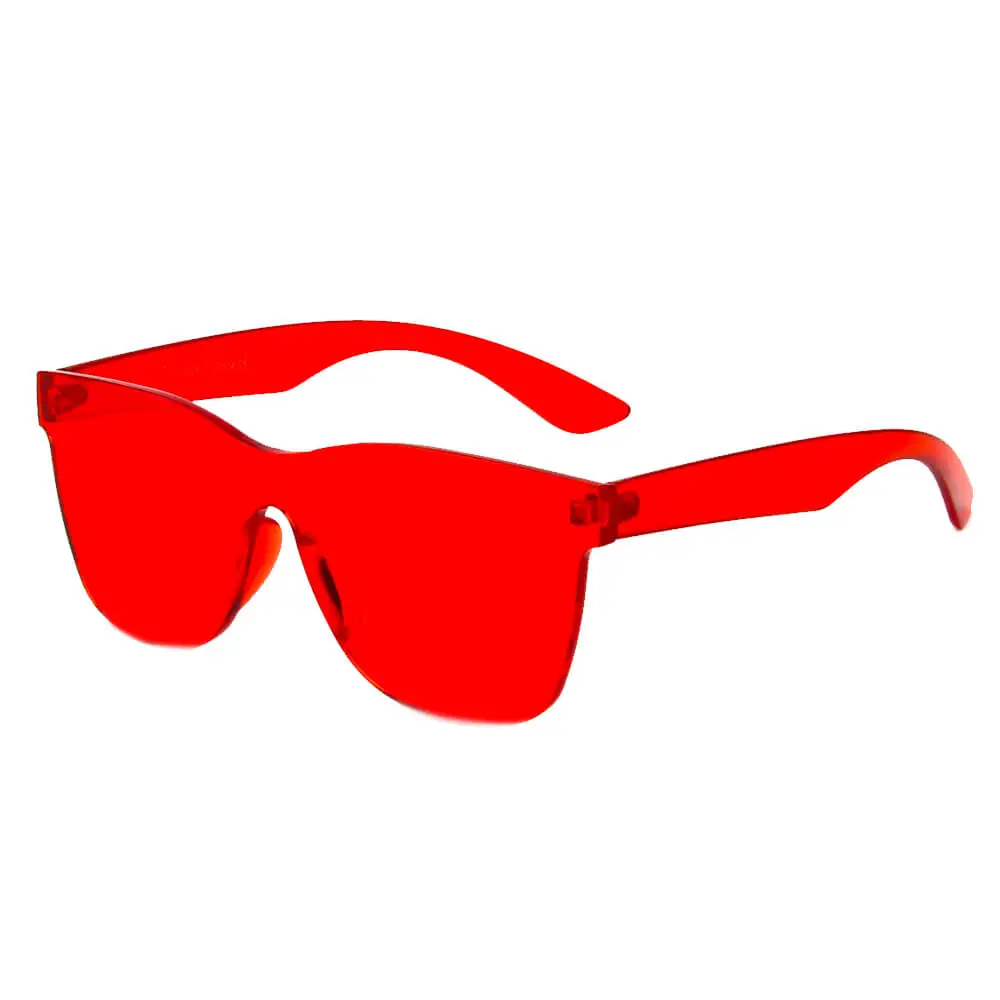 Scalloped Square Rimless Frame Sunglasses