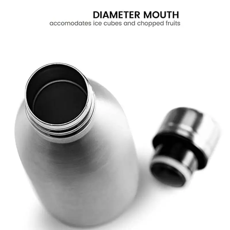 Hot & Cold Double Wall Vacuum Insulated Stainless Steel Water Bottle (1000 ml, Silver)