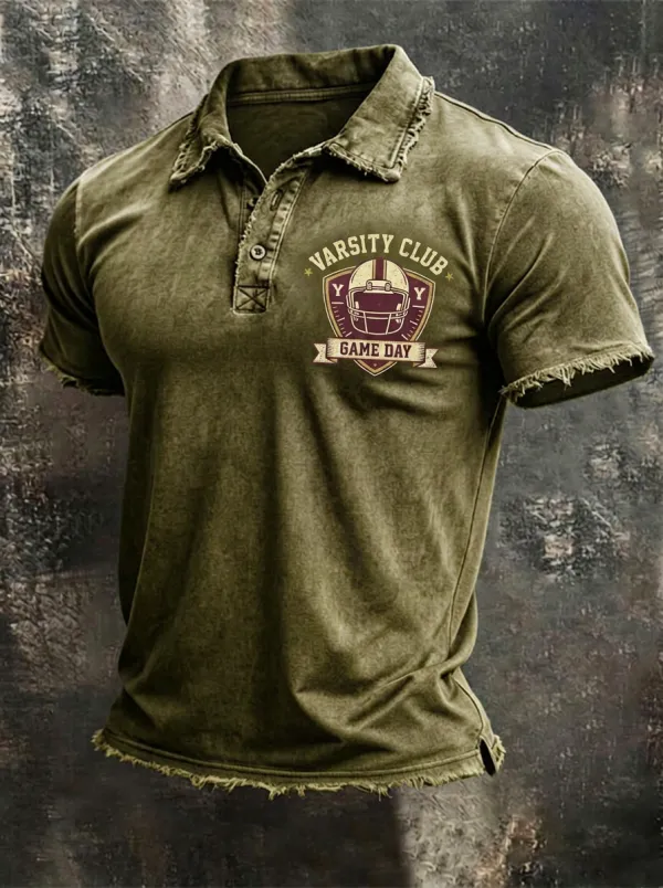 Heritage Varsity Club Football Game Day Graphic Polo Shirt