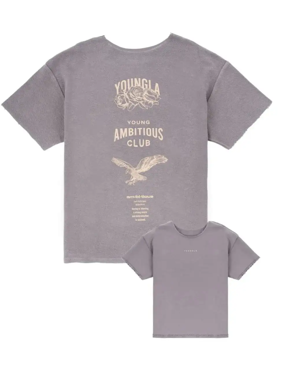 Plain Front Graphic Crew Neck Short Sleeve Tee