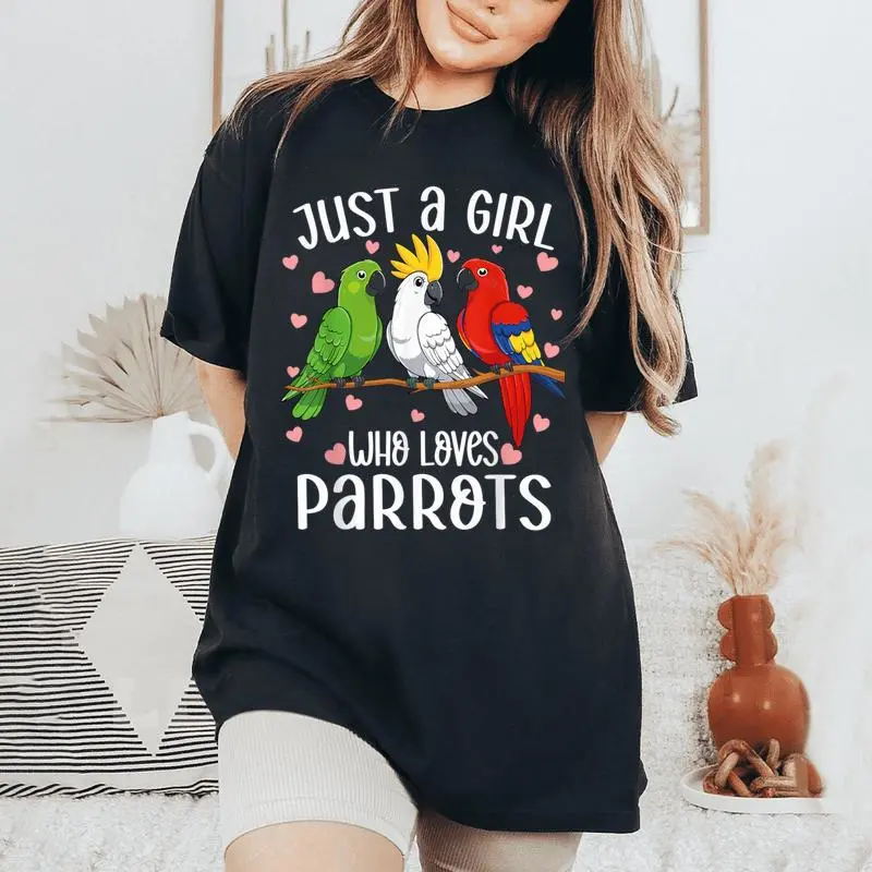 Just A Girl Who Loves Parrots Parrot Lover Girl Women's Oversized Comfort T-Shirt