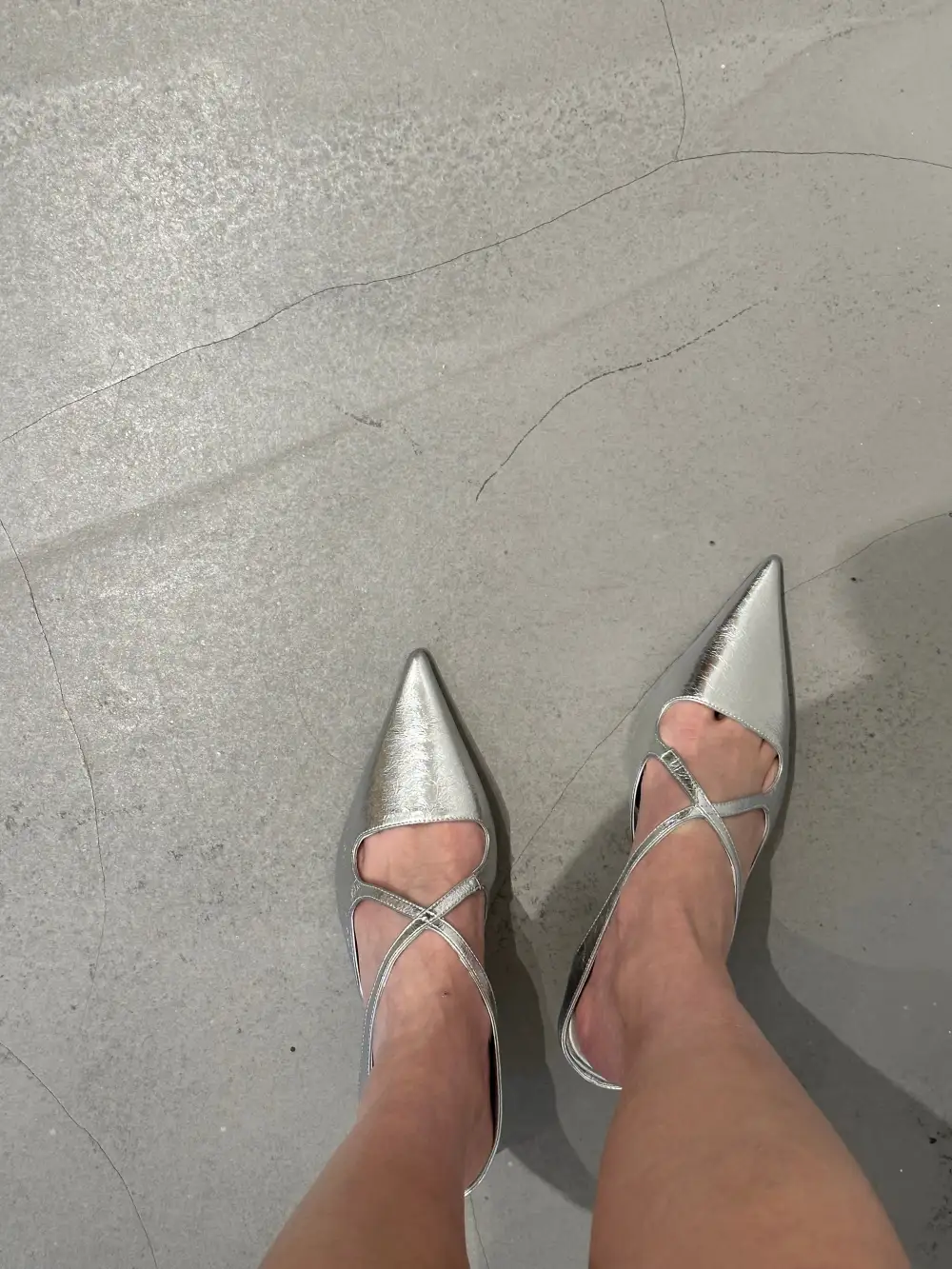 Lamb Leather Pointed Cross Strap Slip On Mules