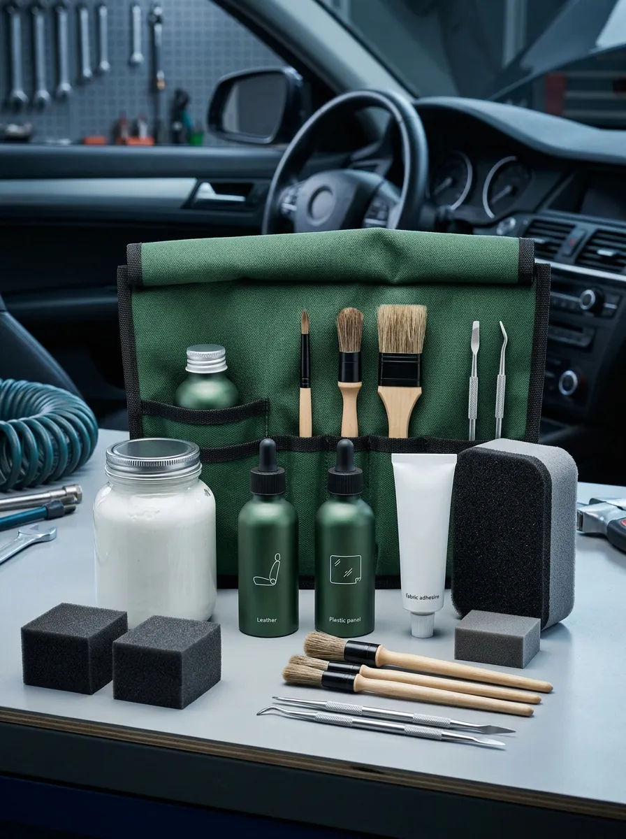 Leather and Plastic Interior Repair Kit with Printed Design