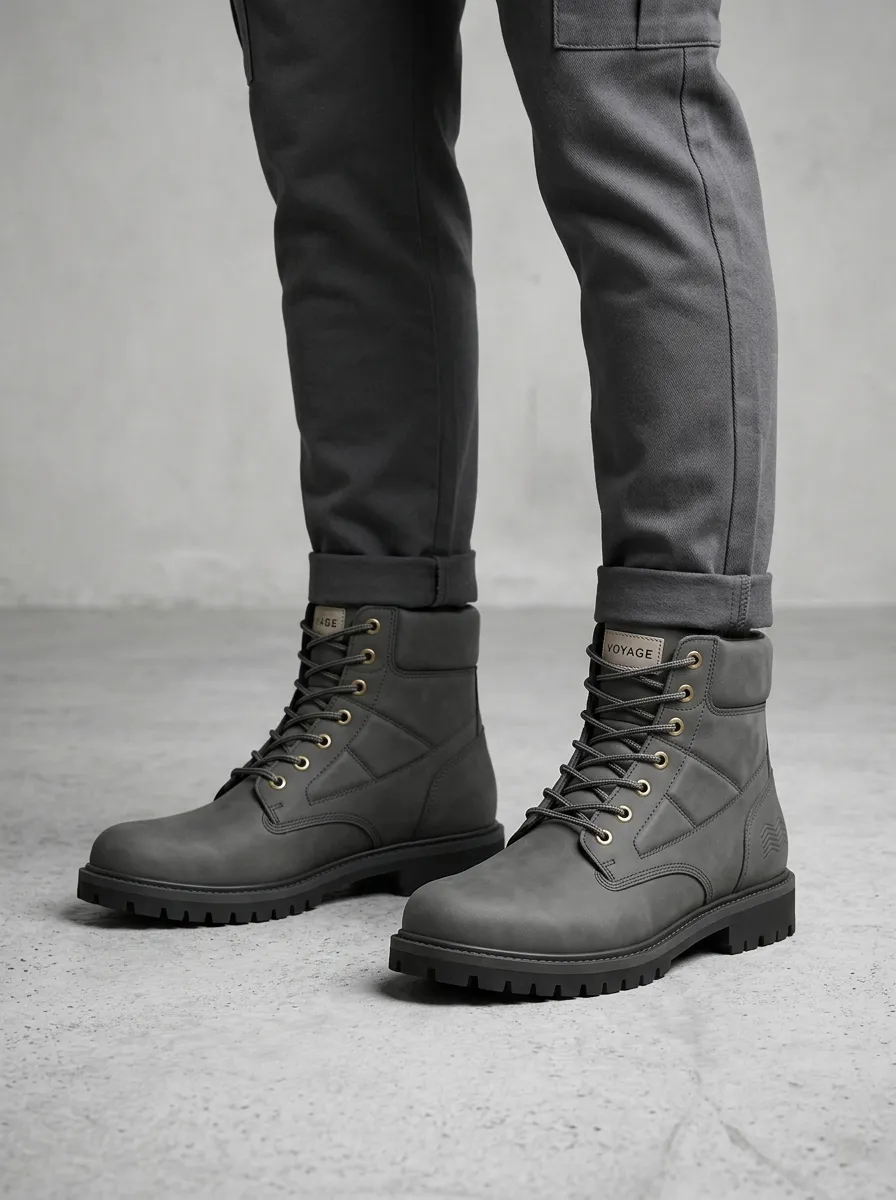 Unisex Minimalist Wave Pattern Print Work Boots