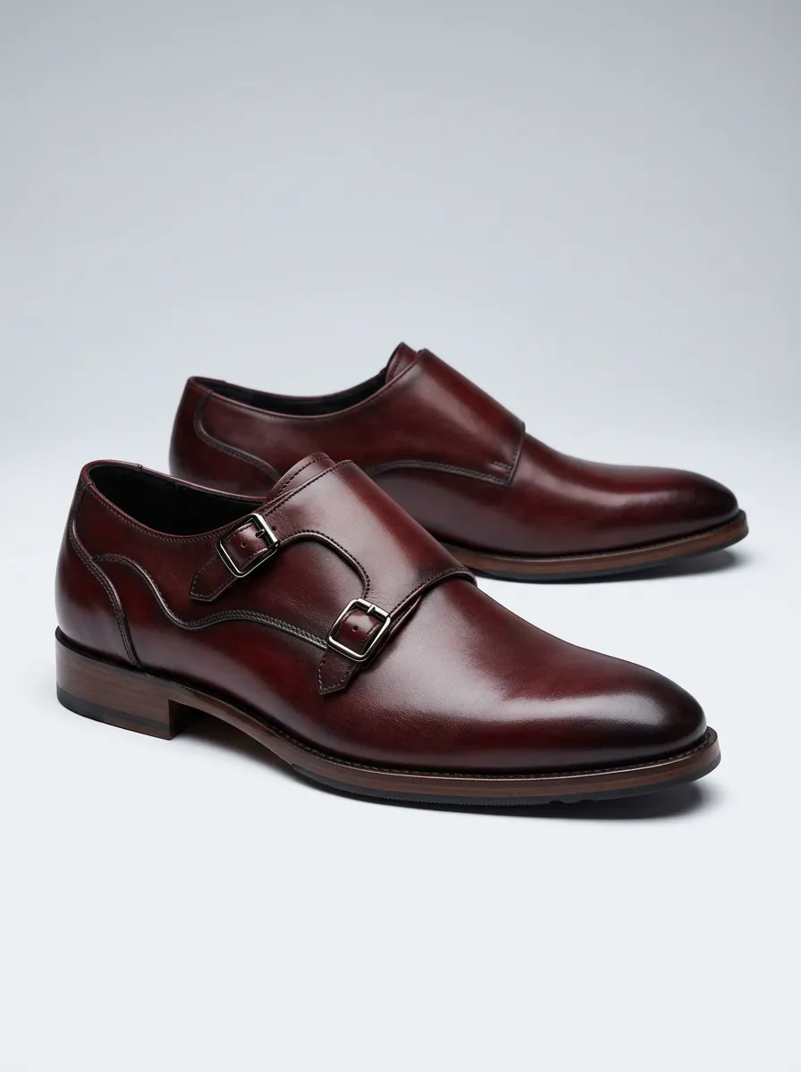 Men's Contemporary Classic Business Double Monk Strap Leather Shoes