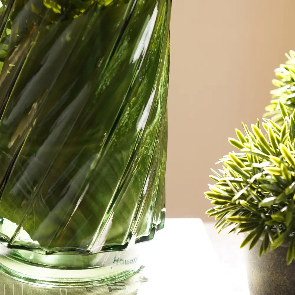Green Swirl Glass Vase
