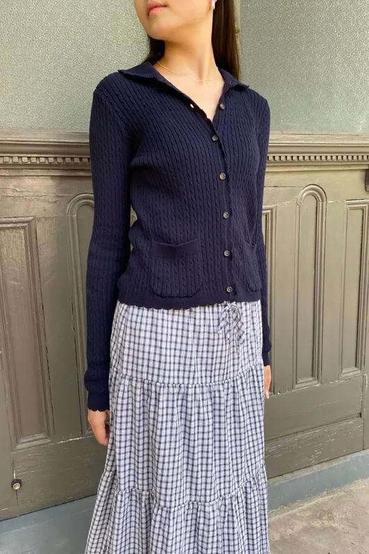 Navy Blue Button Front Cardigan