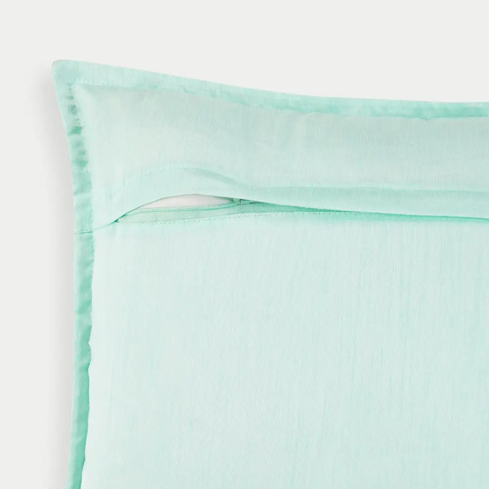 Blue Bloom Embroidered Cushion Cover