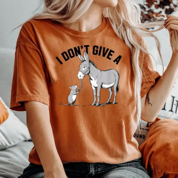 I Dont Give A Rats Donkey Mouse Rat Meme Offensive Humor Women's Oversized Comfort T-shirt