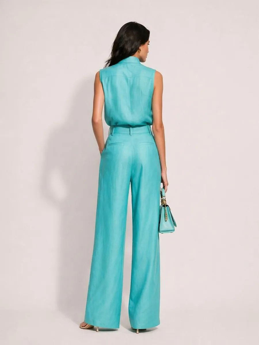 Briella Sleeveless Vest Wide-Leg Pants Set