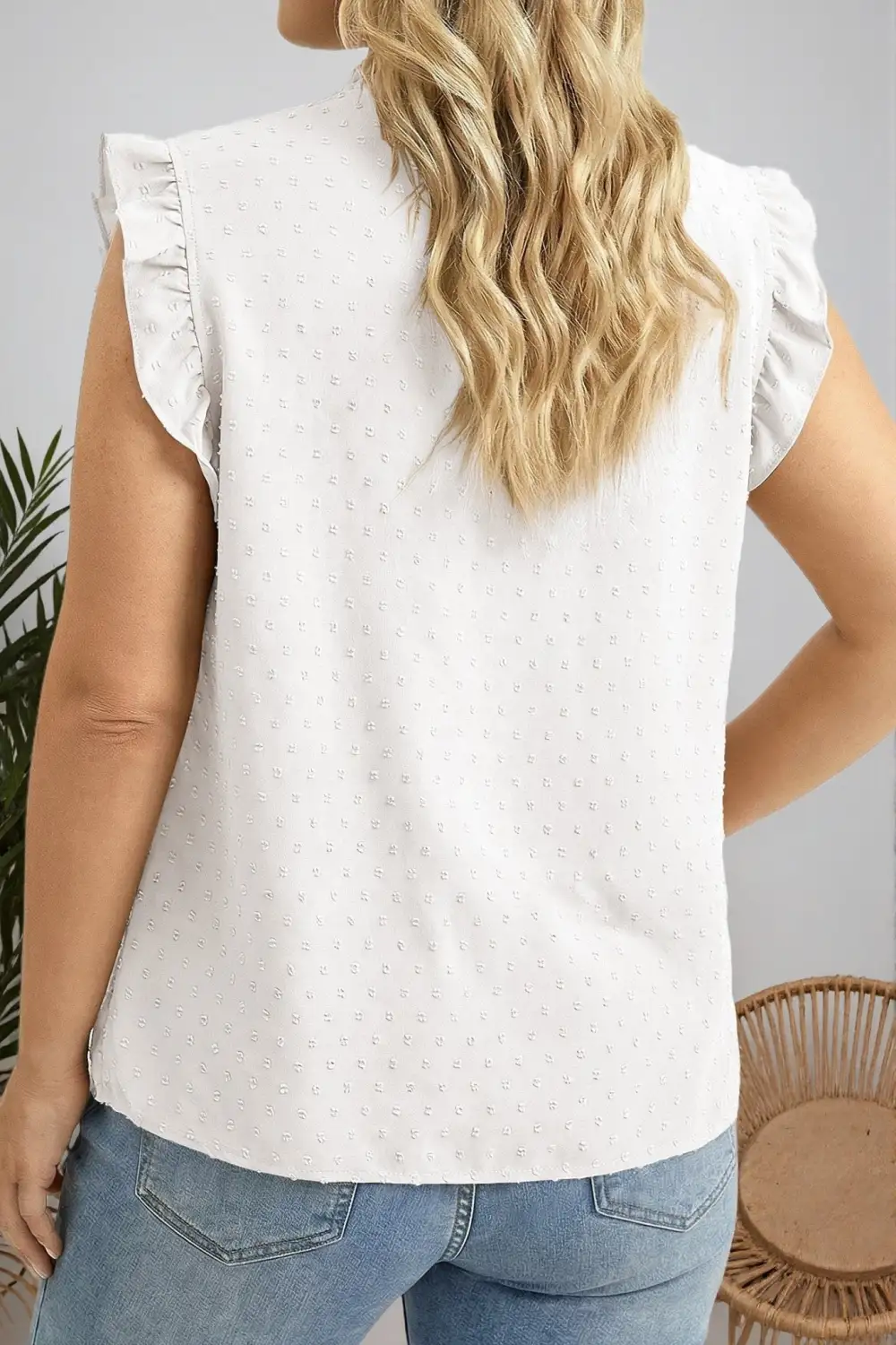 Ruffled Lace V-Neck Blouse