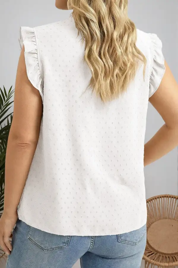 Ruffled Lace V-Neck Blouse