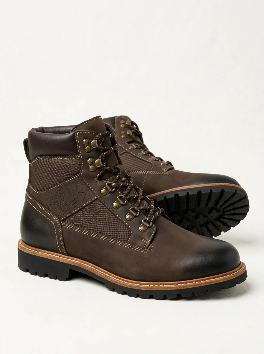 Unisex Contemporary Outdoor Enthusiast Topographic Map Print Work Boots