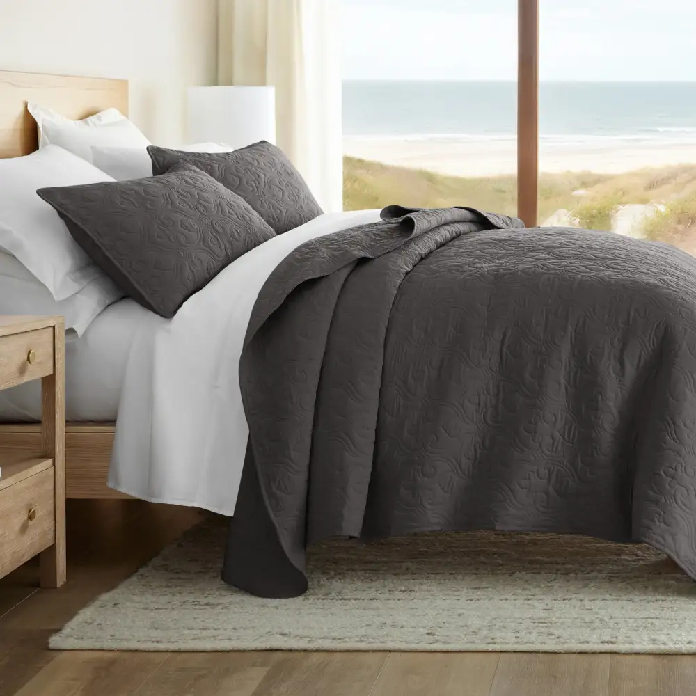 Damask Quilted Coverlet Set