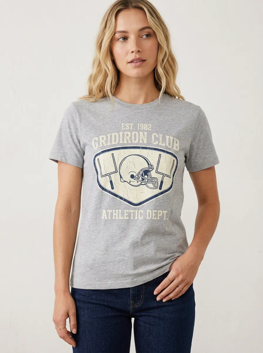 Women's Football Fan Gridiron Club Helmet Graphic T-shirt