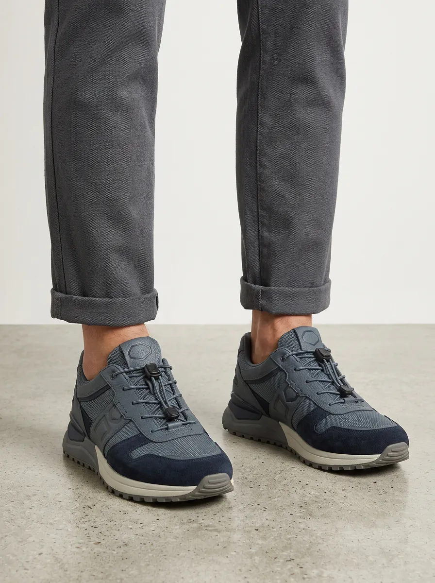 Men's Casual Outdoor Sporty Suede Mesh Print Sneakers
