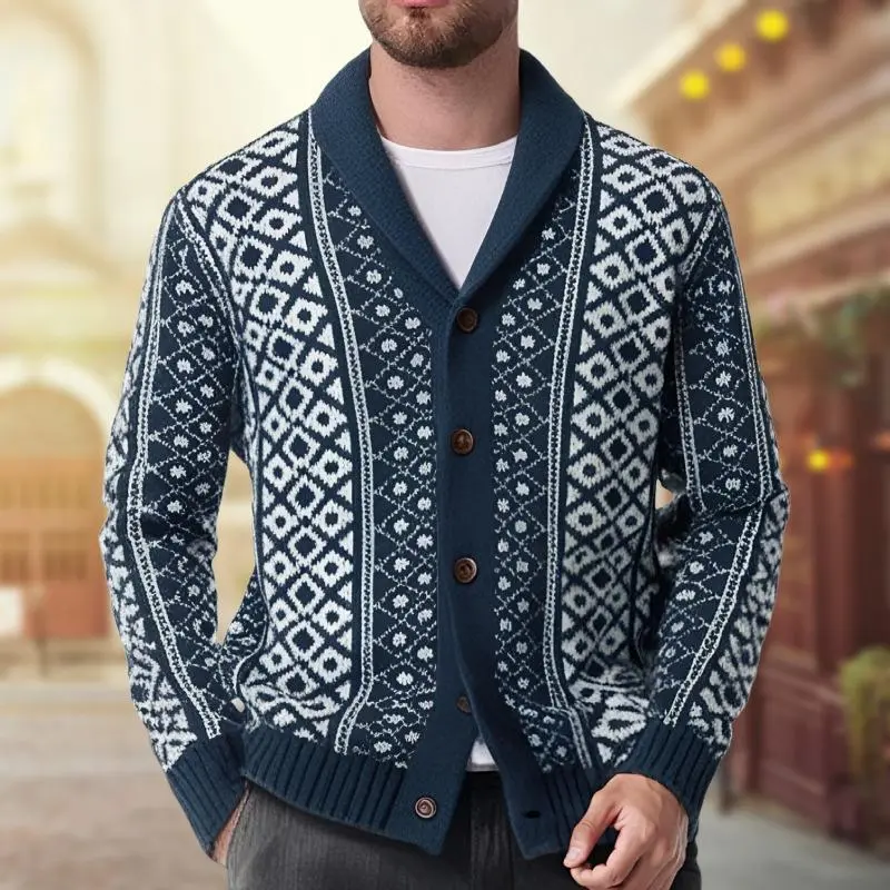 Jacquard Knit Buttoned Cardigan