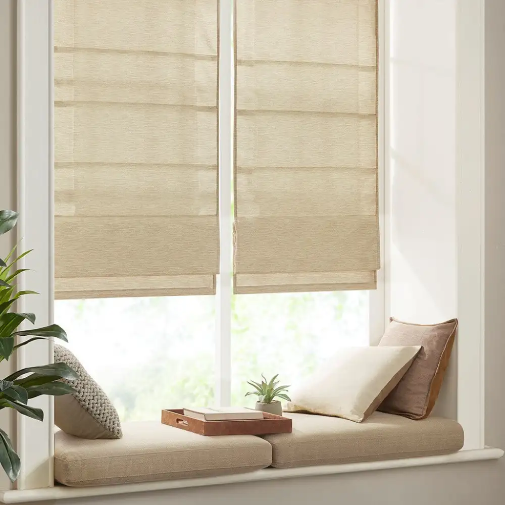 Room Darkening Faux Silk Cordless Contemporary Roman Shade