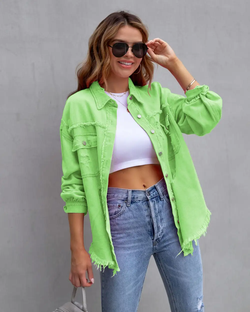 Distressed Shirt Style Jacket